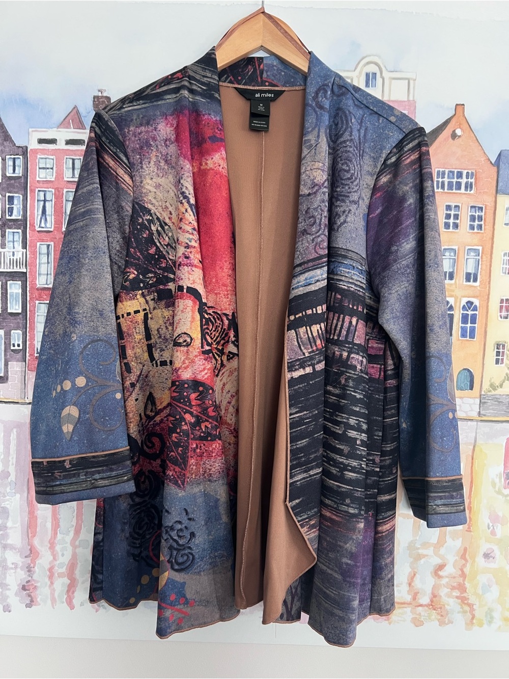 Ali Miles Multicolor Printed Open-Front Kimono/Jacket Size M New Without Tags